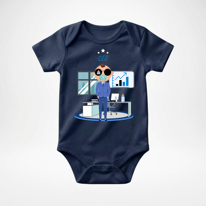 Navy blauer Baby Body kurzarm für Jungs mit CEO- Motiv, cooler Babybody aus Baumwolle mit Business- Design der Baby-&amp; Kleinkind- Marke TIMMY &amp; MIMMY